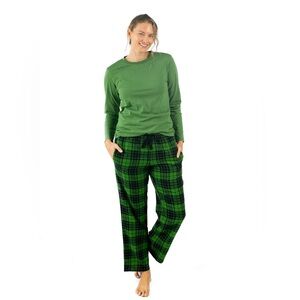 Leveret Womens Cotton Top & Flannel Pants 2 Piece Pajama Set  057